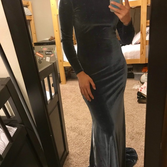 Velvet blue/gray dress - Picture 6 of 6